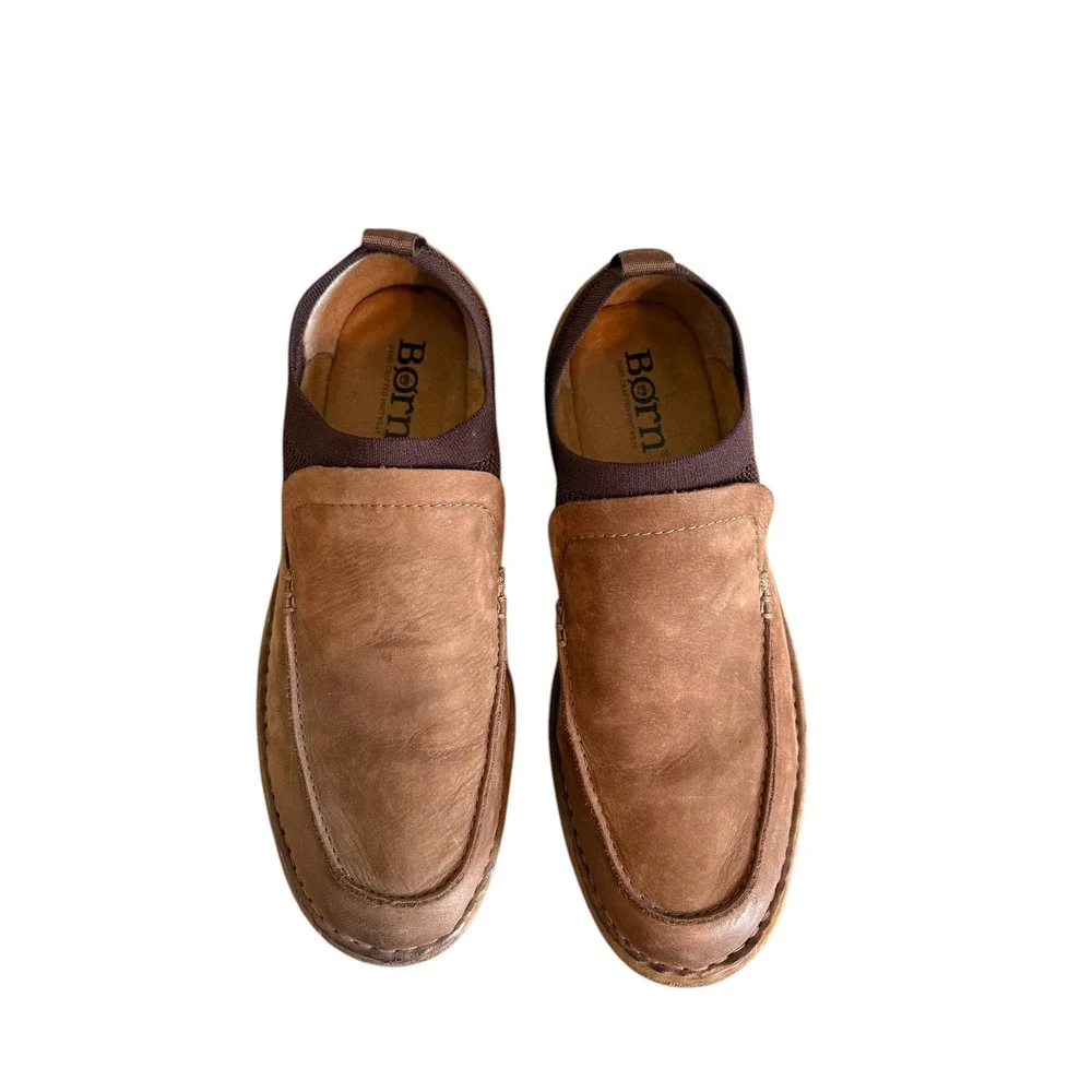 BORN Samuel Mens Slip‎ On Loafer Shoes Brown Leather Size 9.5M